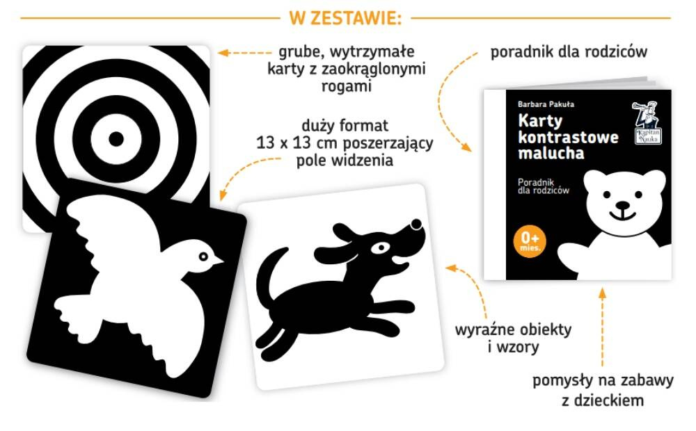 Karty Kontrastowe Malucha Stymulujące Wzrok 0M+ Kapitan Nauka_2