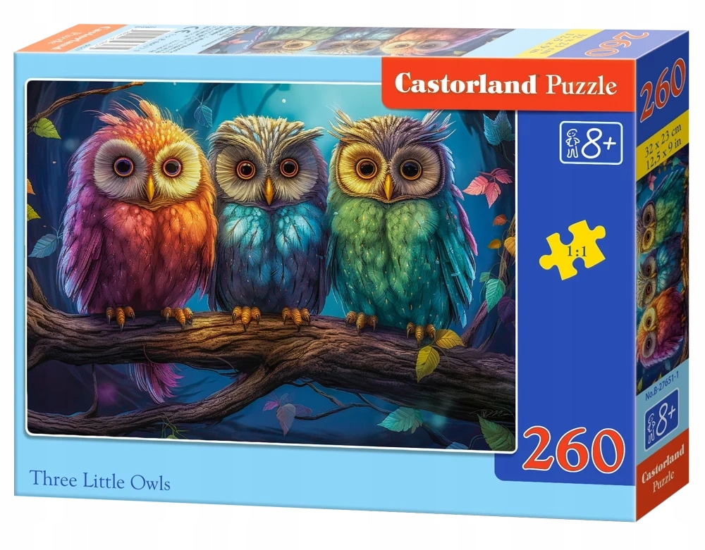 Puzzle 260 Układanka Małe SOWY Sówki Ptaki Ptaszki Obraz 8+ Castorland_2