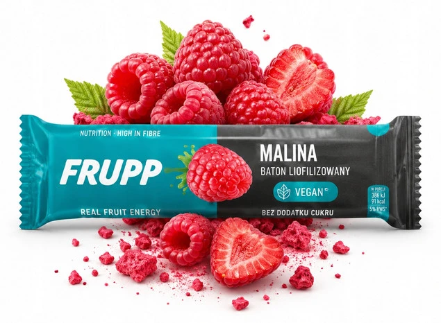 Baton liofilizowany Frupp Celiko Malina bezglutenowy bez dodatku cukru 10g