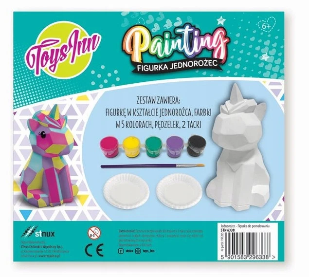 Figurka 3D Do Pomalowania JEDNOROŻEC + Farby Pędzelek 6+ Stnux STN6338_2