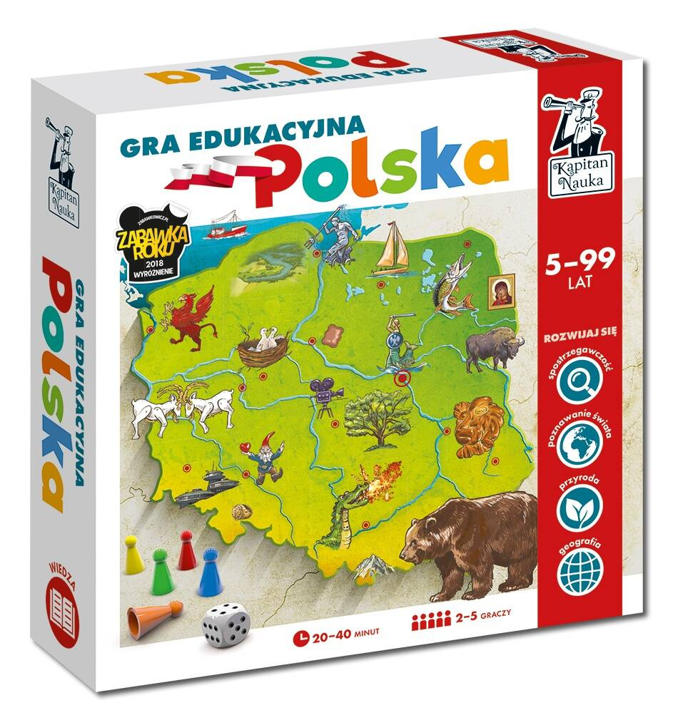 Gra Edukacyjna POLSKA Rodzinna Wyścig Po Polsce 5+ Kapitan Nauka_1