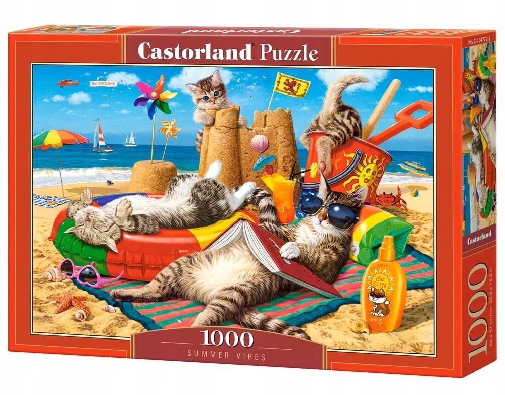 Puzzle 1000 Układanka Zwierzęta KOTY Kotki Plaża Ocean Lato 9+ Castorland_2