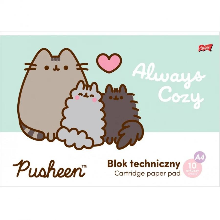 Blok Techniczny A4 BIAŁY PUSHEEN Kot Kotek 10 Kartek St. Majewski 63307_1