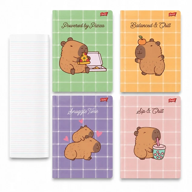 Zeszyt do nauki pisania A4 32k linia 2 kolor Capybara Mood UNIPAP x4