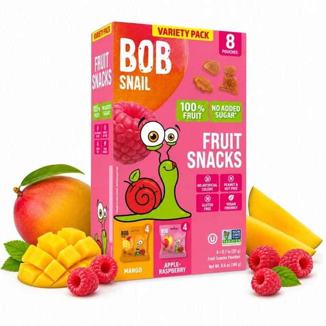 Żelki owocowe Bob Snail mango malina 160 g mix 8 sztuk