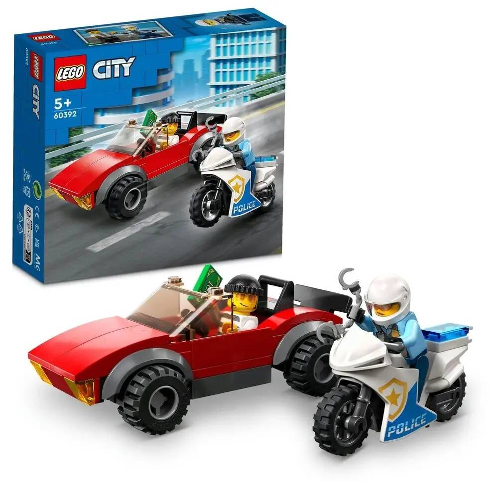 LEGO City Motocykl Policyjny – Pościg Za Samochodem 59 el. 5+ 60392_1