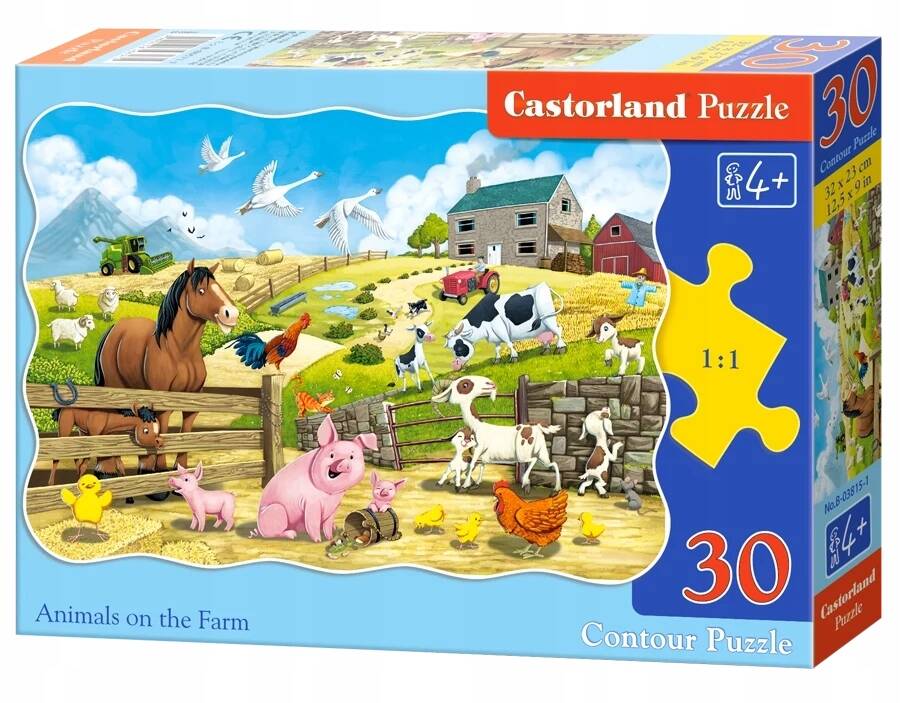 Puzzle 30 Układanka Farma ZWIERZĘTA Wieś Koń Świnia Ptaki 4+ Castorland_2