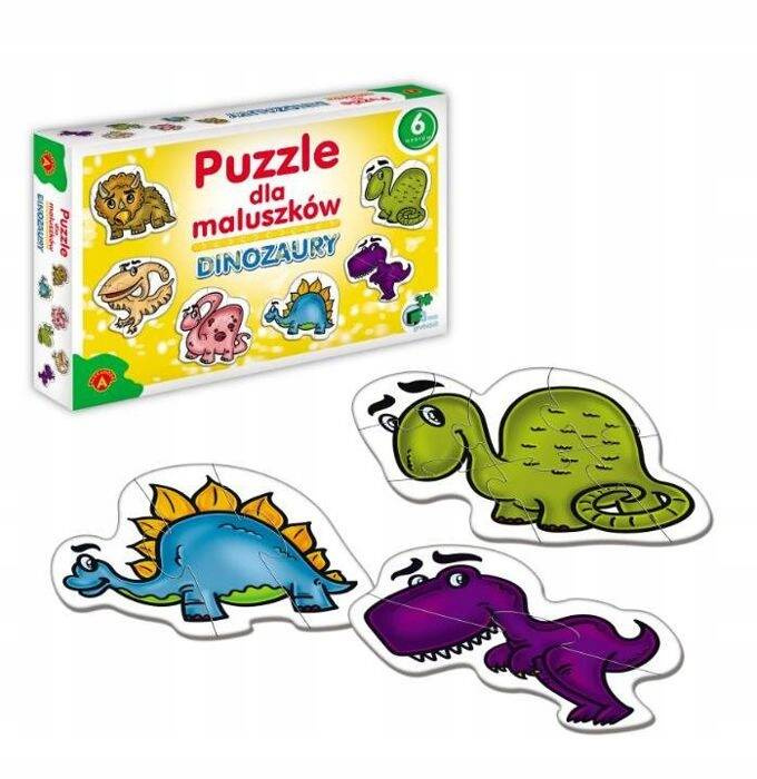 Puzzle Dla Maluszków DINOZAURY Układanka Dla 3 Latka 6 Wzorów 3+ Alexander_2