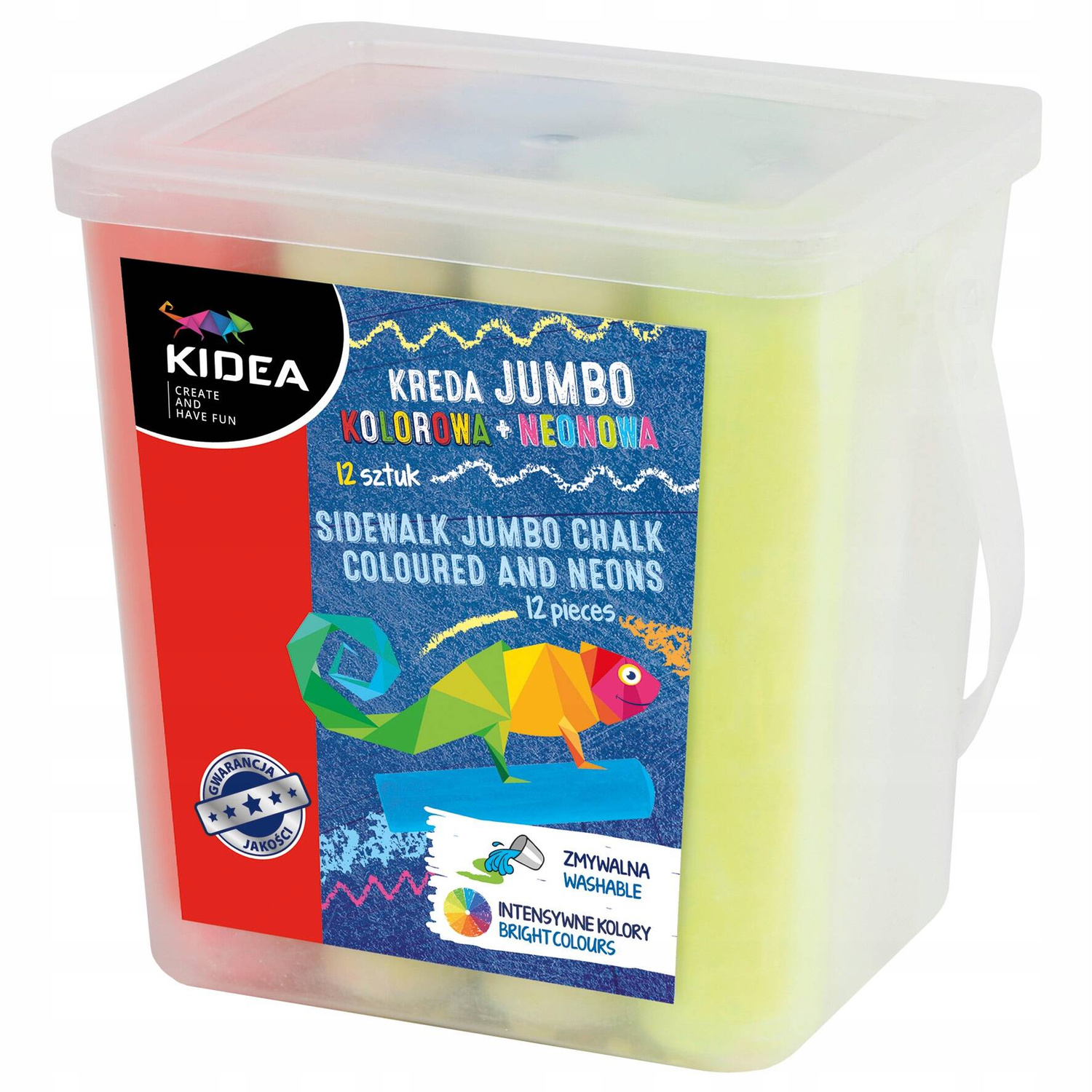 Kreda Chodnikowa KOLOROWA NEONOWA Jumbo 12 Sztuk Kidea_5