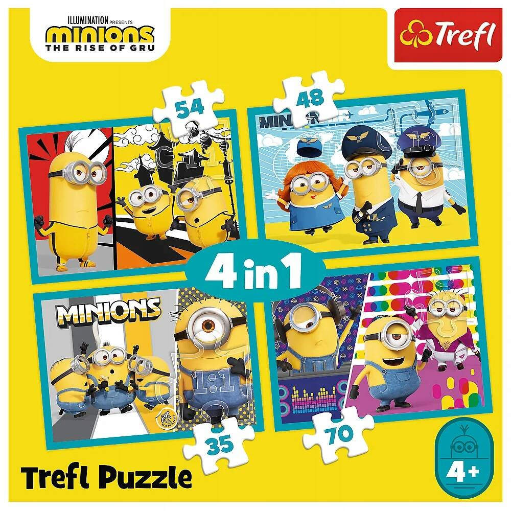 Puzzle 4w1 Układanka Bajka MINIONKI Wesołe Gru 4+ Trefl 34339_1