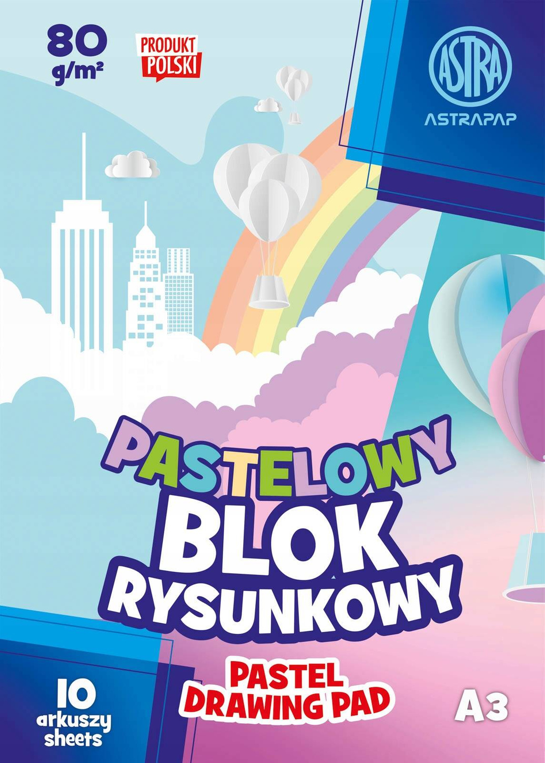 Blok Rysunkowy PASTELOWY Dla Dzieci Szkoła Plastyka A3/10k 80g Astra_1