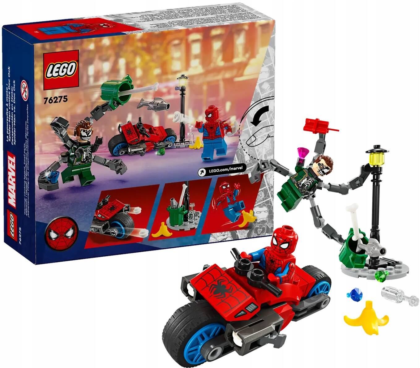 LEGO Super Heroes Pościg Na Motocyklu Spider-Man vs Doc Ock 77 el. 6+ 76275_1