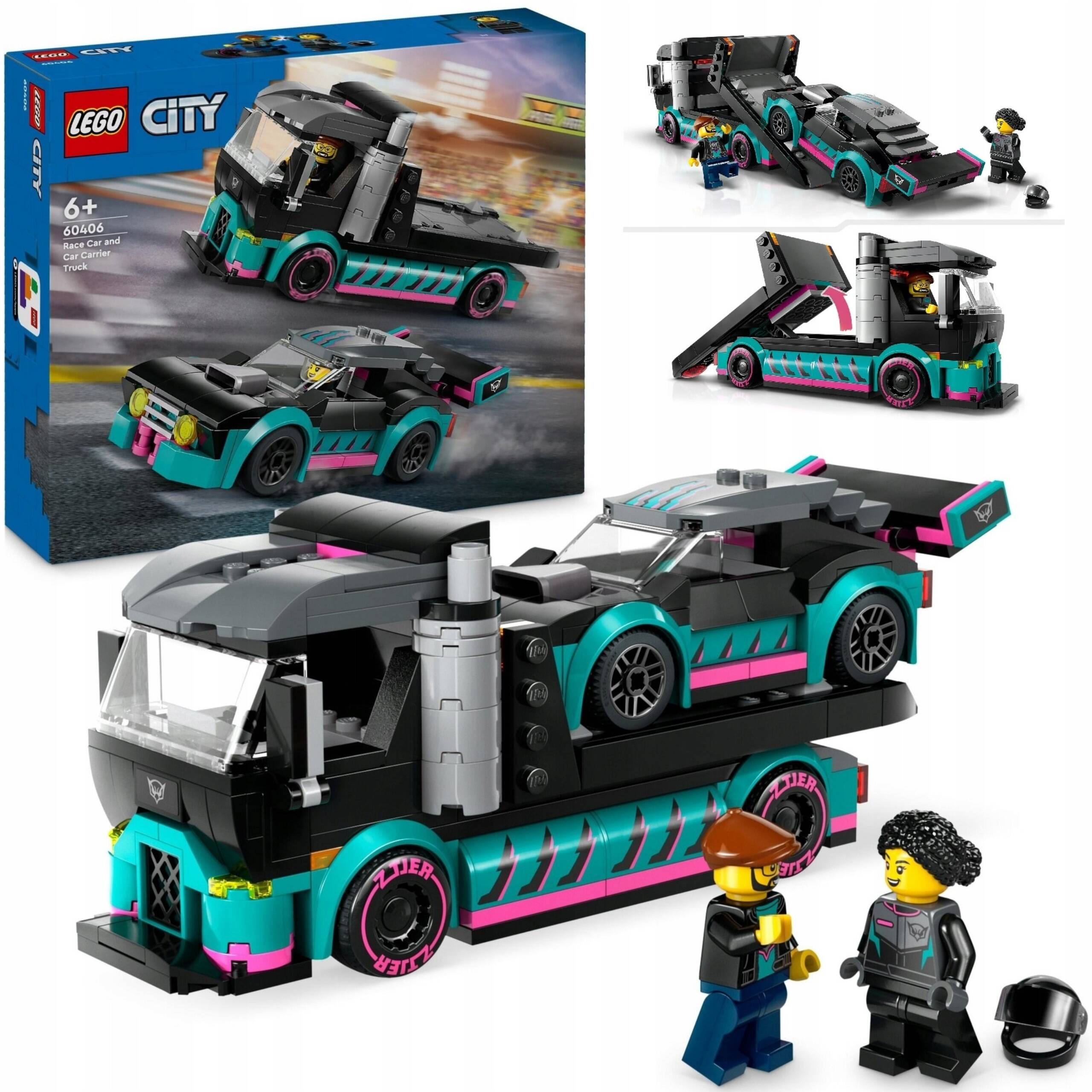 LEGO City Samochód Wyścigowy i Laweta 328el. 6+ 60406_1