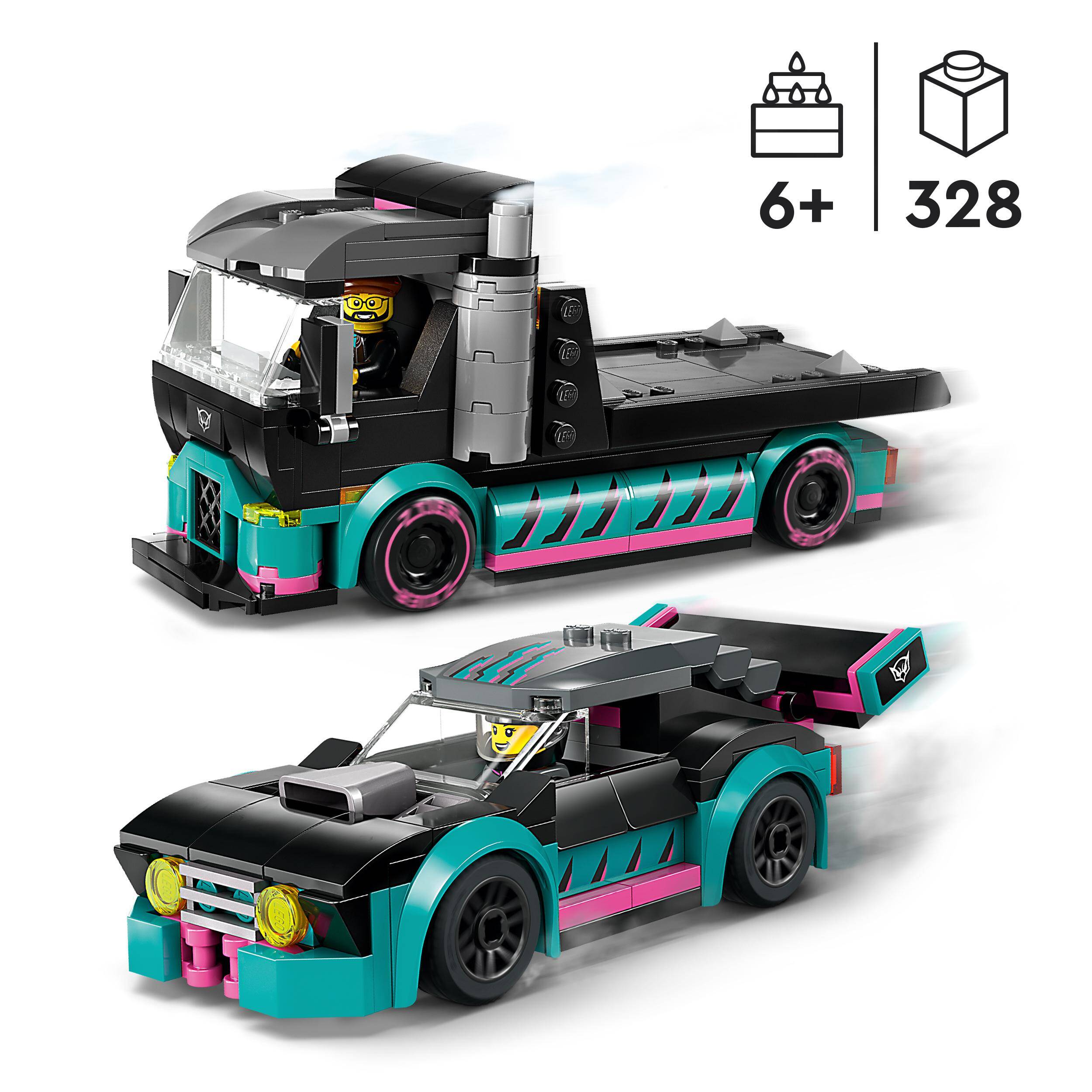 LEGO City Samochód Wyścigowy i Laweta 328el. 6+ 60406_5