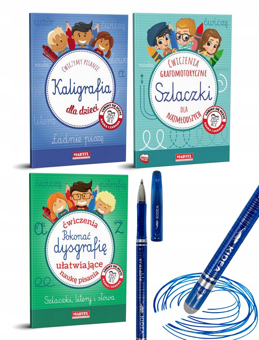PAKIET Nauka Pisania Kaligrafia Szlaczki Dysgrafia + Długopis Usuwalny_1