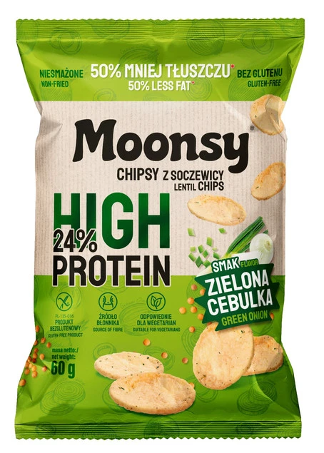 Opakowania chipsów z soczewicy Moonsy zielona cebulka x5