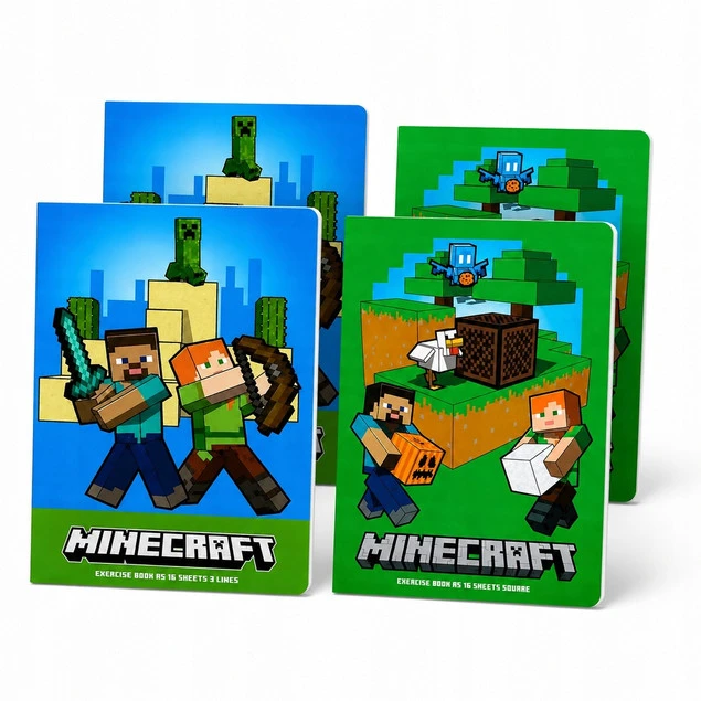 Zeszyt szkolny A5 16 kartek 3 linia Minecraft Astra x4