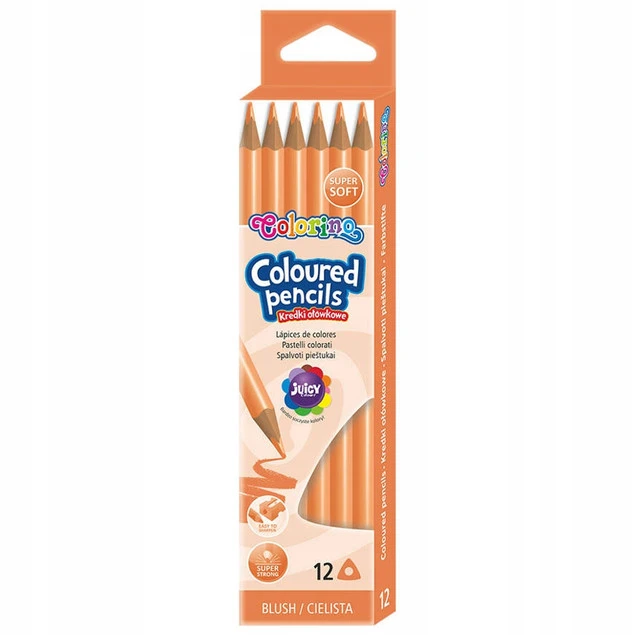 Kredki ołówkowe cieliste trójkątne 12 sztuk Colorino Kids