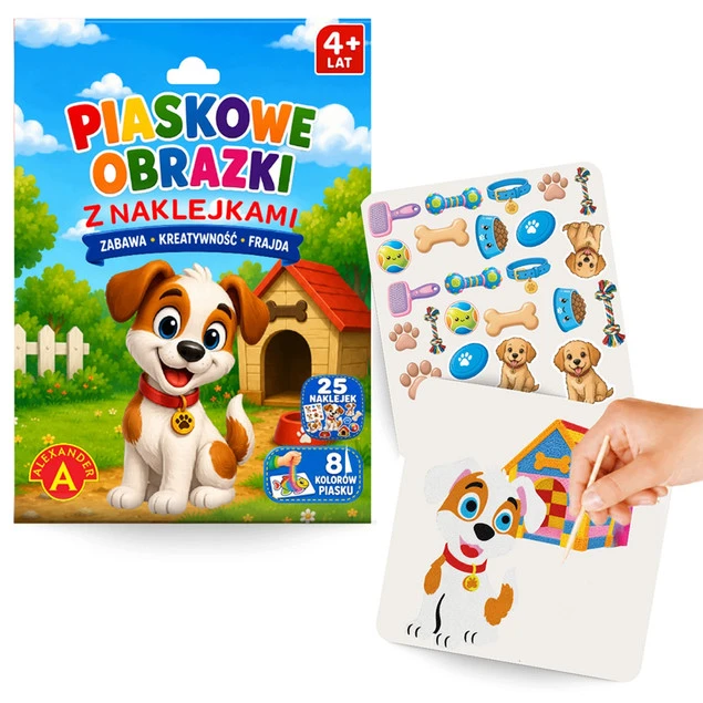 Piaskowe obrazki z naklejkami Pies Alexander