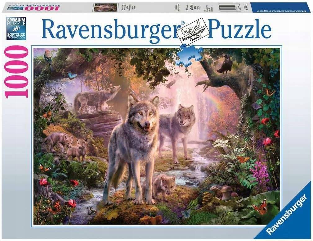 Puzzle 1000 Układanka Las WILKI W Lecie Lato Wilk Krajobraz 8+ Ravensburger_2