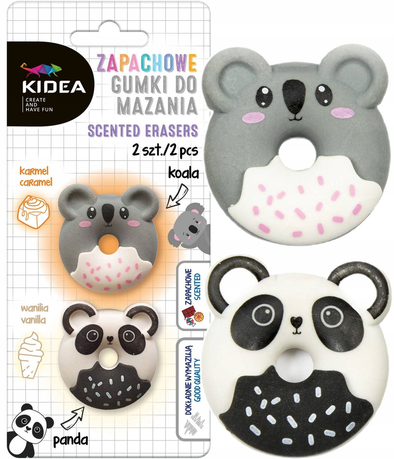 2x Zapachowa Gumka Do Mazania Ścierania Panda i Koala Kidea_1