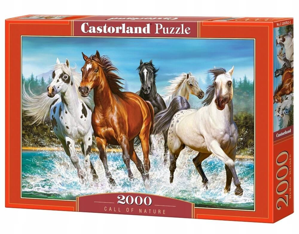 Puzzle 2000 Układanka ZWIERZĘTA Konie Koń Galop Woda NATURA 9+ Castor_2