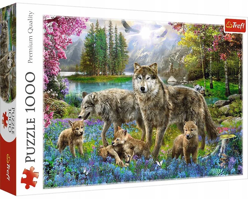 Puzzle 1000 Układanka Wilk WILKI Rodzina Wilcza Wilczki Las 12+ Trefl 10558_2