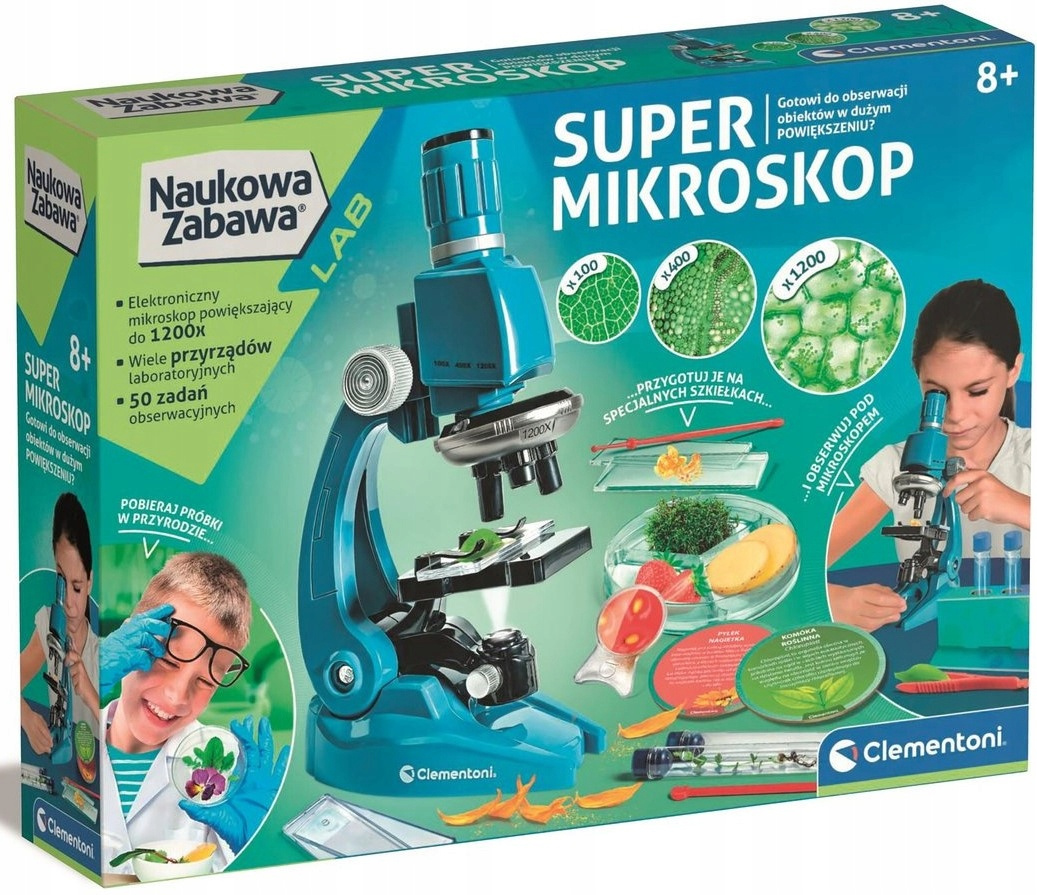 Super Mikroskop Dla Dzieci Edukacyjny Powiększa x1200 Nauka 8+ Clementoni_5