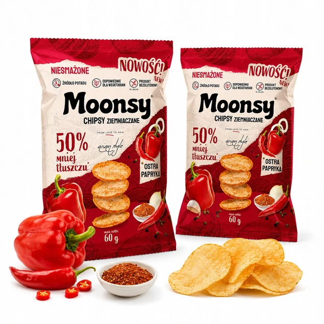 Moonsy Chipsy Ziemniaczane Ostra Papryka 60g Bez Glutenu x2