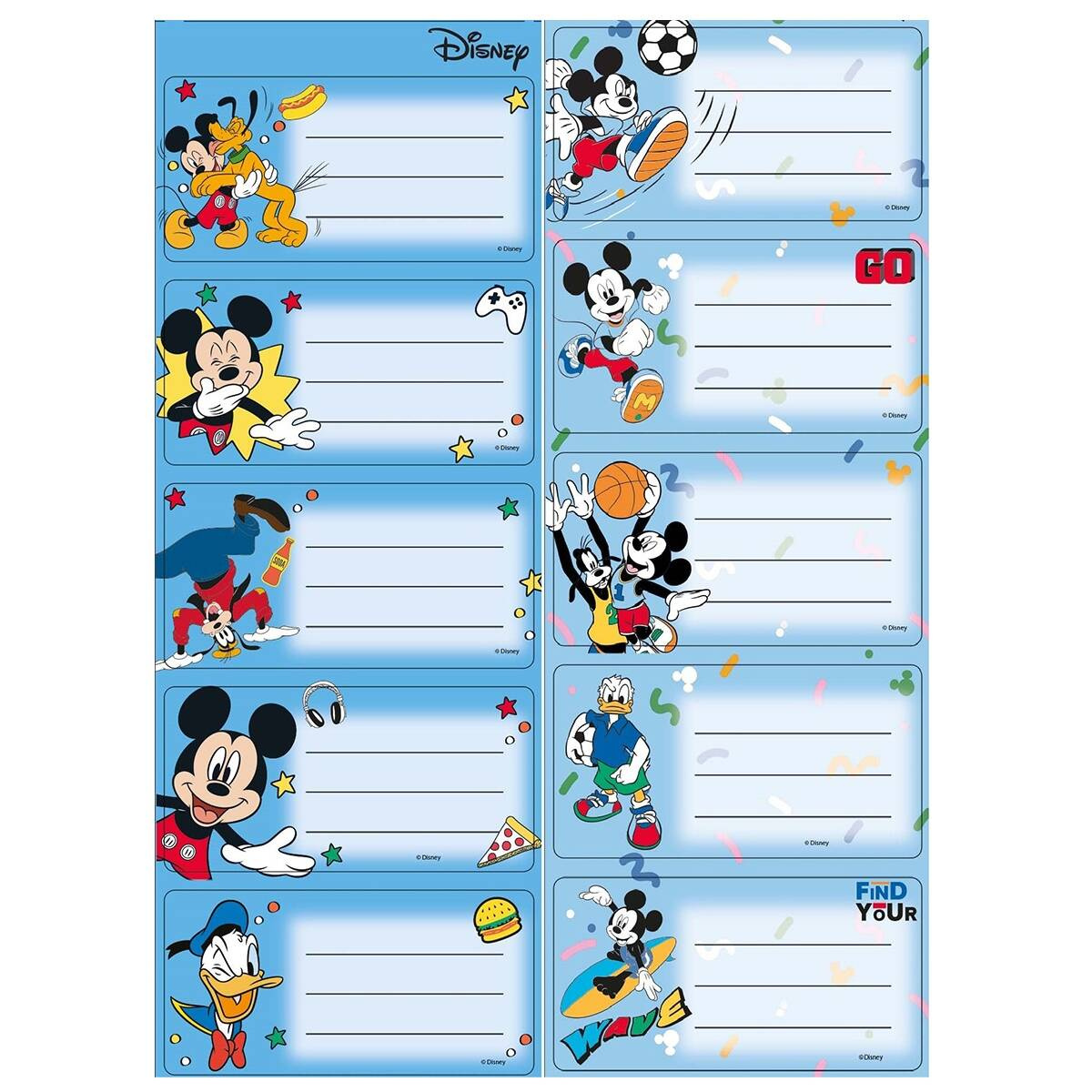 Naklejki Nalepki Na Zeszyt MYSZKA MIKI Mickey Disney Donald 10 szt Beniamin_2