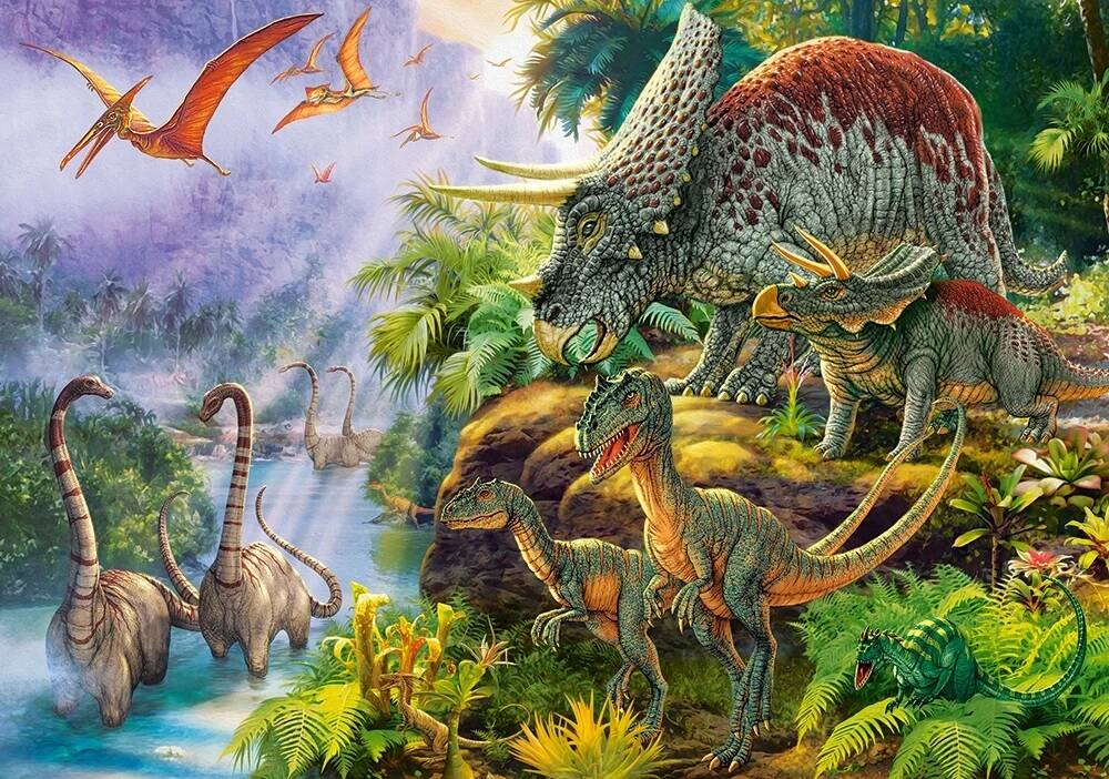 Puzzle 200 Układanka Gady DINOZAURY Zwierzęta Dinozaur Dżungla 7+ Castor_1