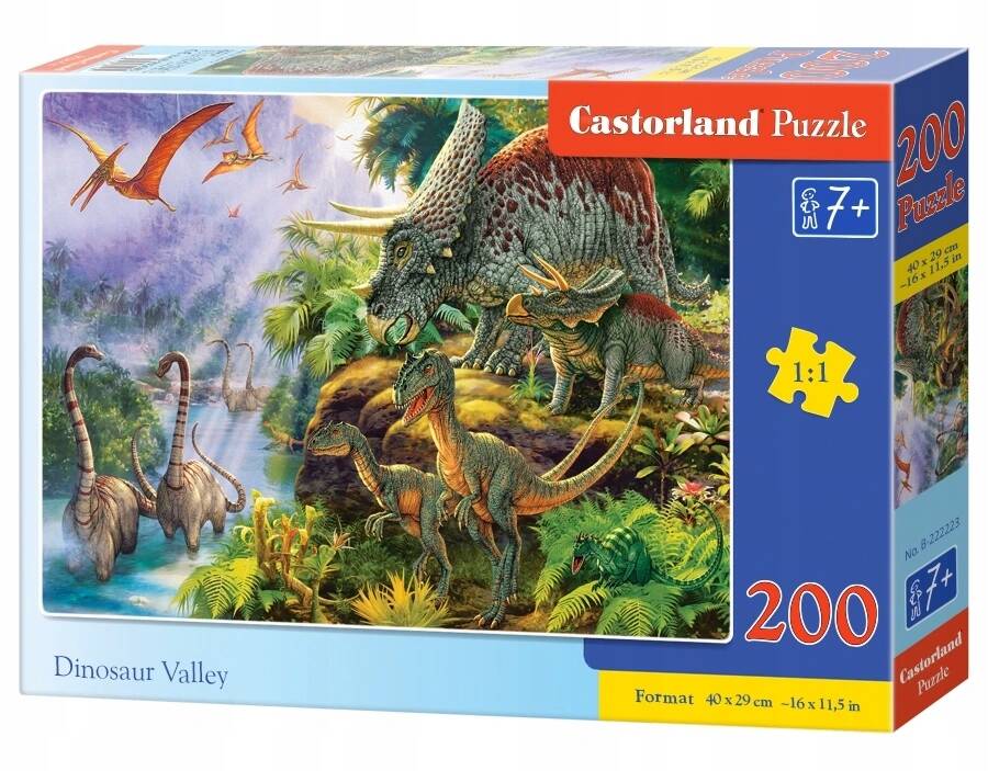 Puzzle 200 Układanka Gady DINOZAURY Zwierzęta Dinozaur Dżungla 7+ Castor_2