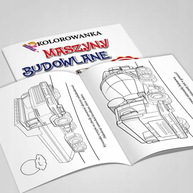 Kolorowanka Malowanka MASZYNY BUDOWLANE Z Naklejkami 3+ Martel_2