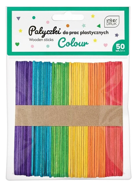 KOLOROWE PATYCZKI DO PRAC PLASTYCZNYCH 50 szt. INTERDRUK_1