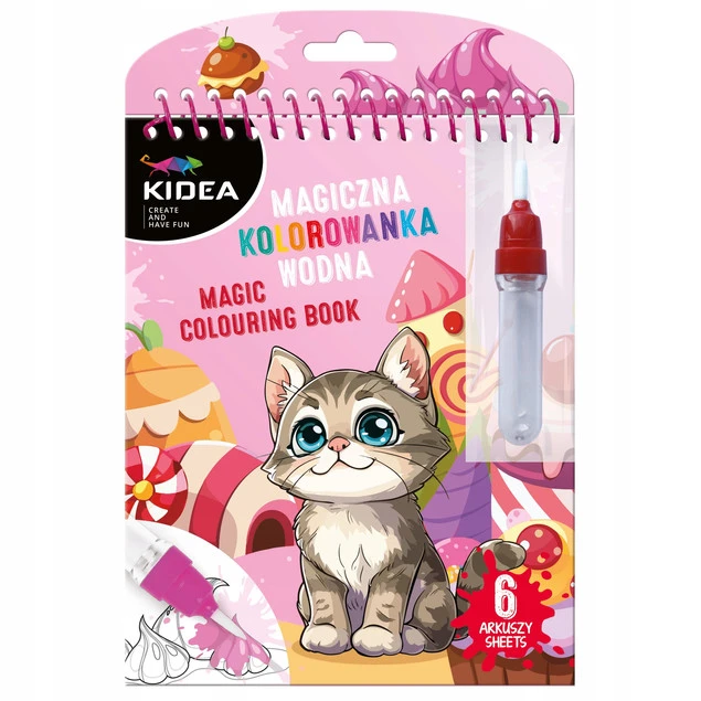 Magiczna wielorazowa kolorowanka wodna Kotki KIDEA