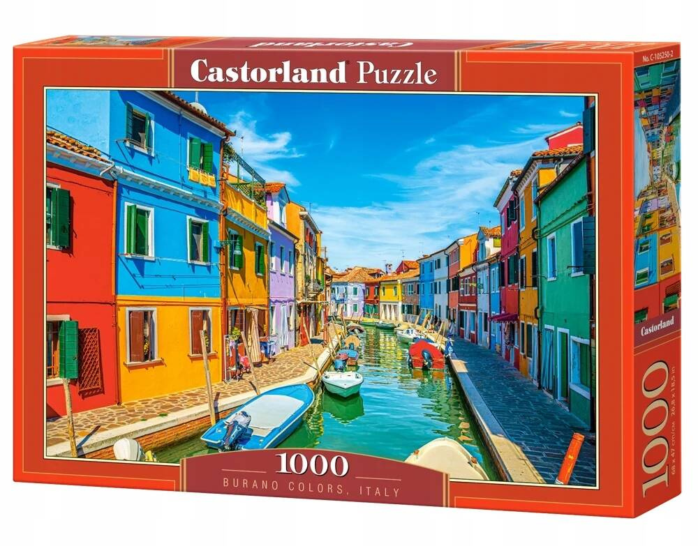 Puzzle 1000 Układanka Włochy BURANO Kolory Wyspa Widok Łodzie 9+ Castorland_2