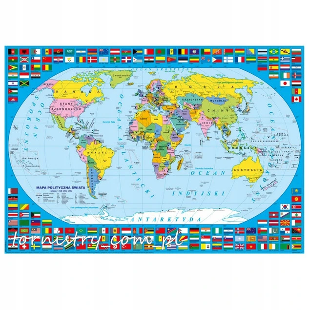 Podkład Na Biurko Obustronny MAPA ŚWIATA 35 cm x 50 cm Derform_1