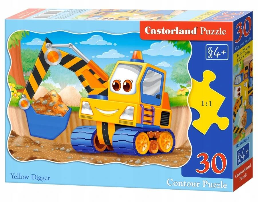 Puzzle 30 Układanka Auto Żółta KOPARKA Autko Pojazd Budowlany 4+ Castorland_2