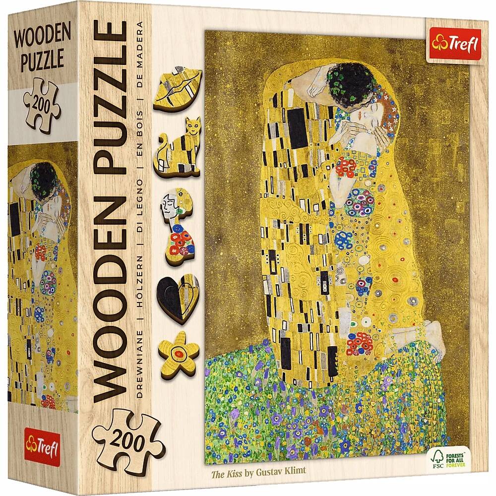 Puzzle 200 Drewniane Sztuka POCAŁUNEK Gustav Klimt Obraz 9+ Trefl 20247_4