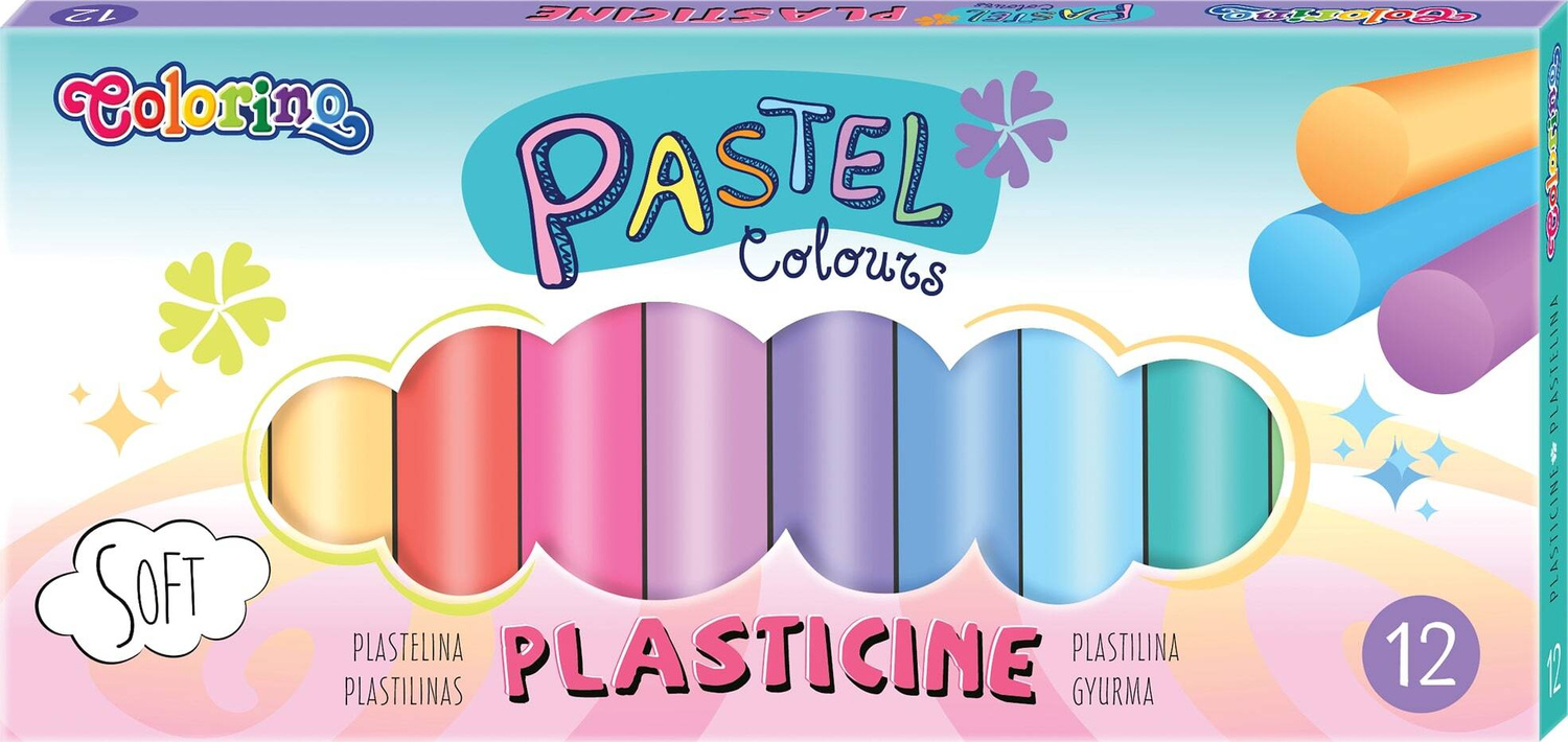 Plastelina Szkolna Elastyczna PASTEL Pastelowa 12 Kolorów Colorino 87805_1