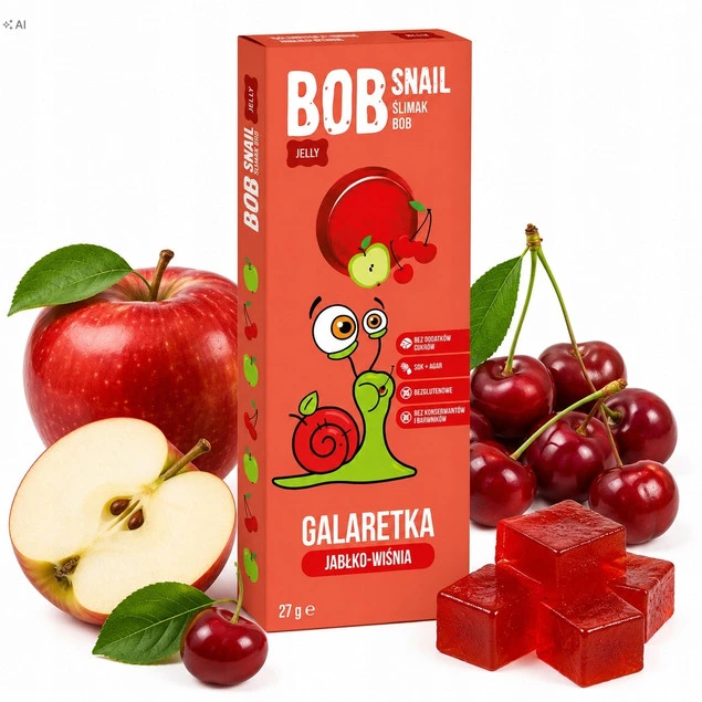 Bob Snail galaretka owocowa jabłko wiśnia bez cukru 27 g