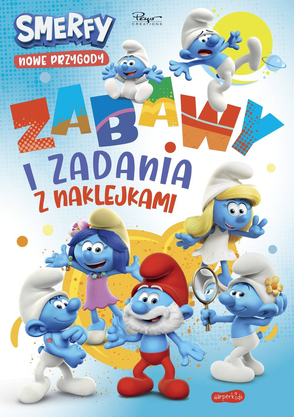 Smerfy Zabawy i Zadania Z Naklejkami Nowe Przygody Karpiszuk 3+ HarperKids_1