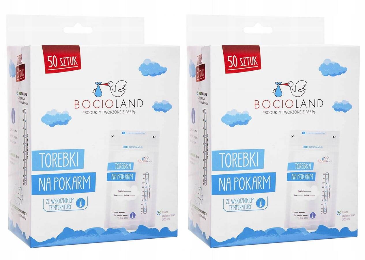 2x BOCIOLAND Woreczki Do Mrożenia Pokarmu Torebki Strunowe 200ml 100 szt_1