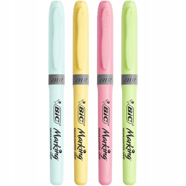 BIC Highlighter Grip zakreślacze pastelowe 4 sztuki blister