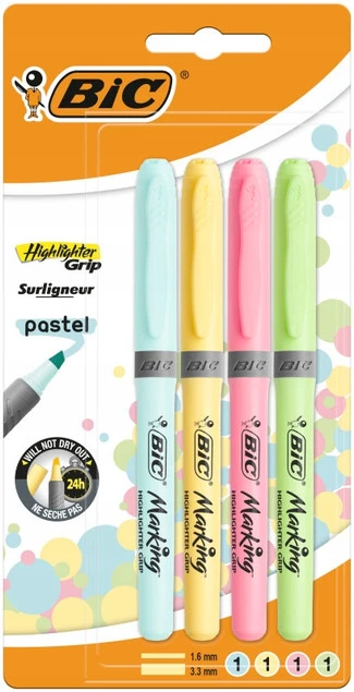 BIC Highlighter Grip zakreślacze do szkoły i biura