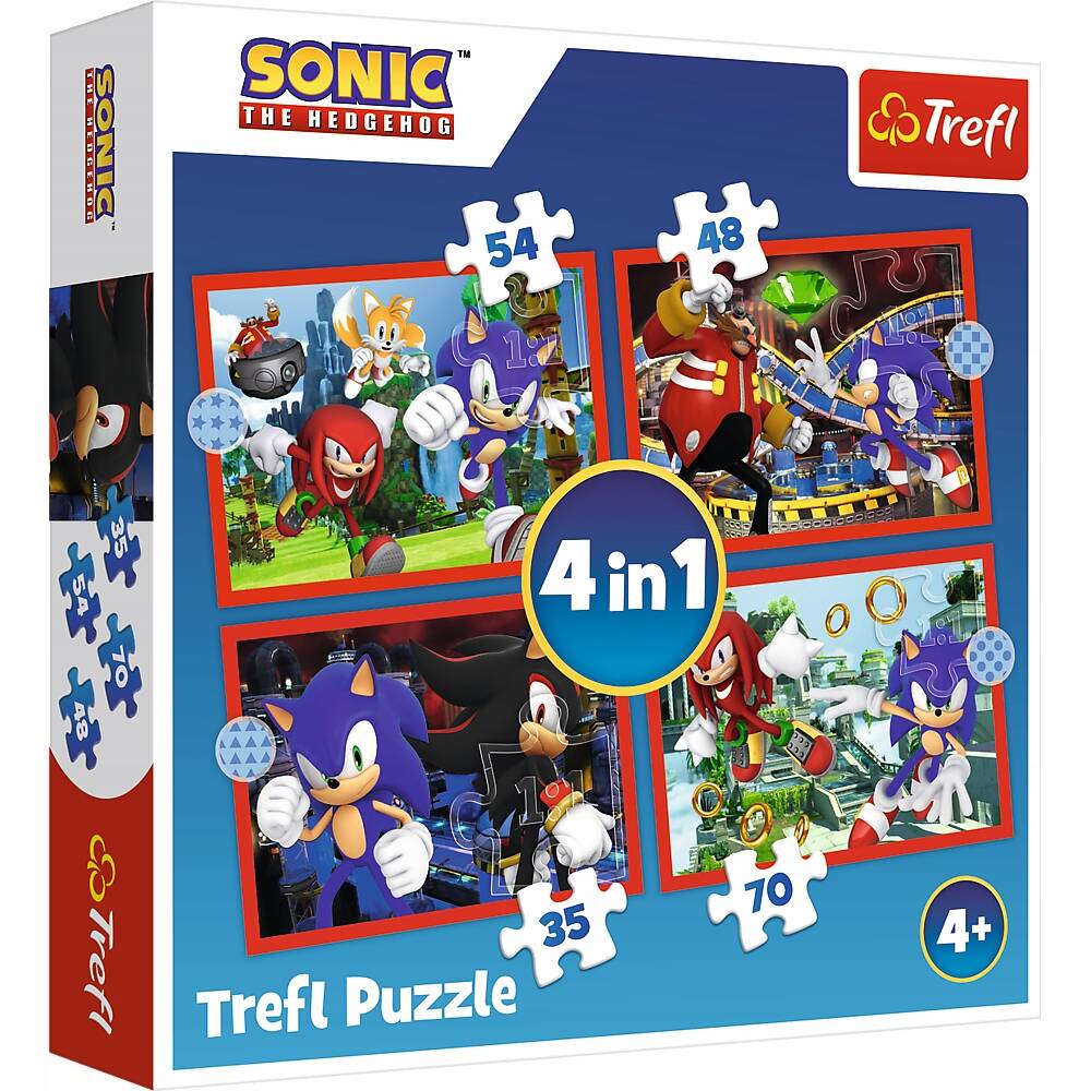 Puzzle 4w1 Przygody Sonica Jeż SONIC Hedgehog Gra 4+ Trefl_1