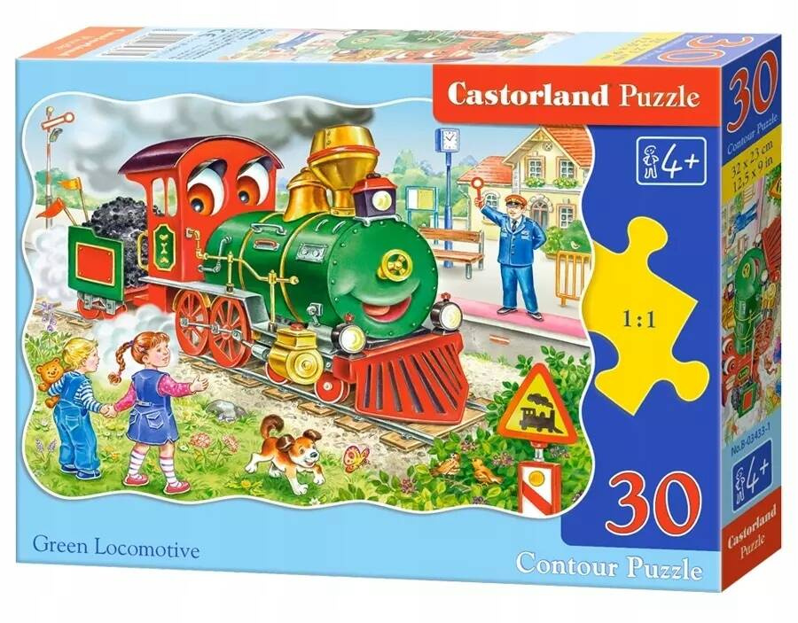 Puzzle 30 Układanka Pojazdy LOKOMOTYWA POCIĄG Pies Domek 4+ Castorland_2