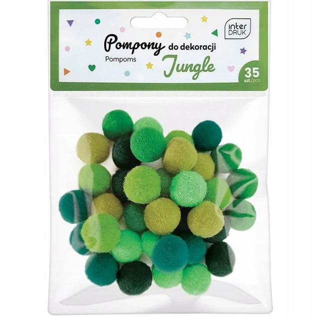 POMPONY DO DEKORACJI, PRAC PLASTYCZNYCH JUNGLE 35 szt. INTERDRUK_1