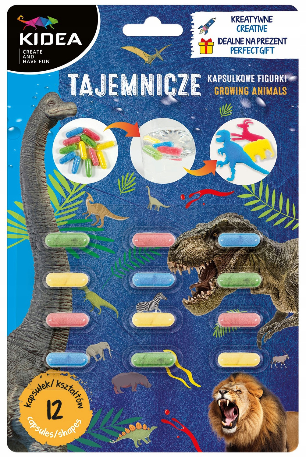 Tajemnicze KAPSUŁKI Kapsułkowe Figurki DINOZAURY 12 Sztuk 3+ Kidea_5