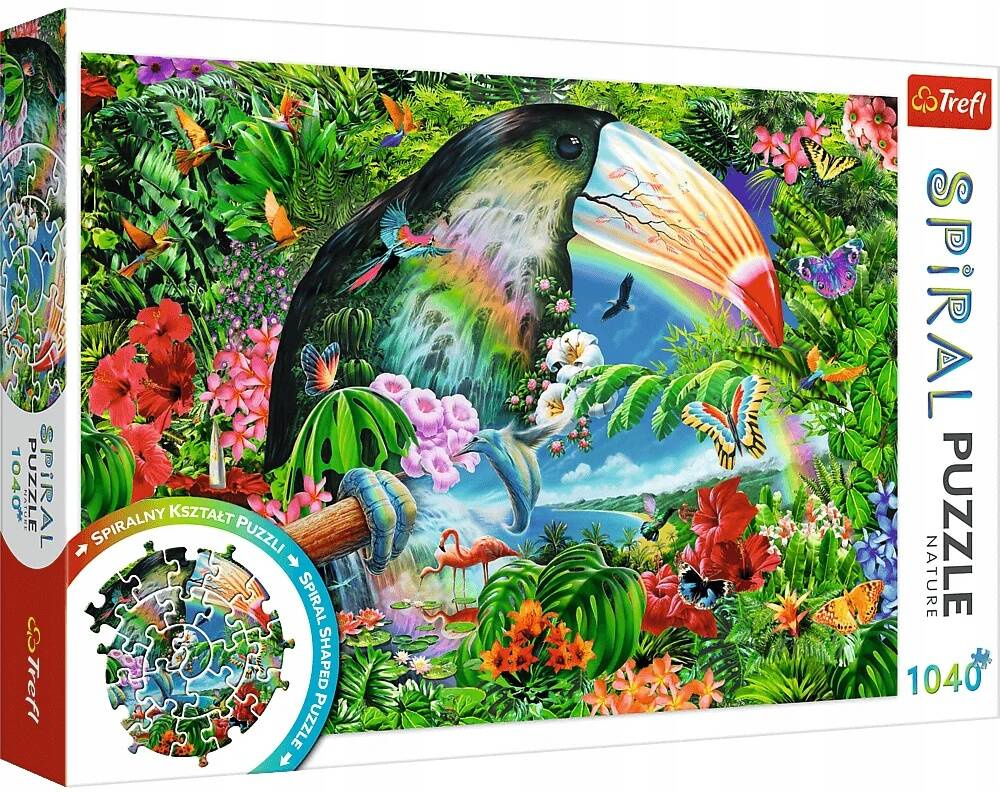 Puzzle Spiralne 1040 Układanka Tropikalne ZWIERZĘTA Tukan Natura 12+ Trefl_2